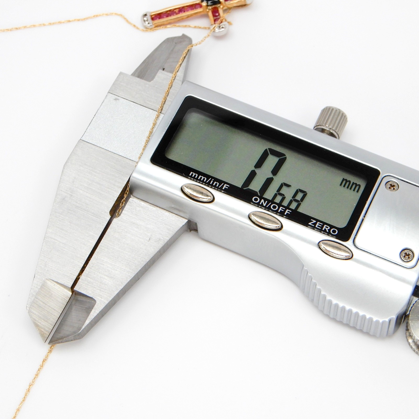 Solid 10K Yellow Gold Ruby Cross Pendant & Chain … - image 13