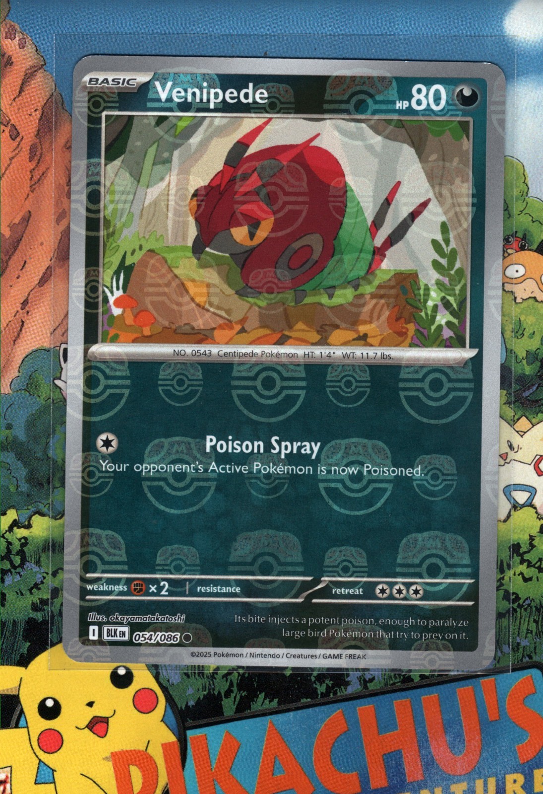 Pokémon TCG Venipede 054/086 (Master Ball Pattern)   Sv: Black Bolt Holo NM/M