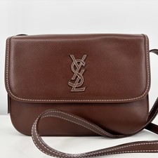 Yves Saint Laurent Crossbody Shoulder Bag Stitch YSL Leather Authentic Japan