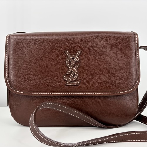 Yves Saint Laurent Crossbody Shoulder Bag Stitch YSL Leather Authentic Japan
