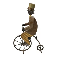 Vintage Manuel Felguerez Mexican Cyclist Bicycle Rider Metal Art Sculpture 12.7”