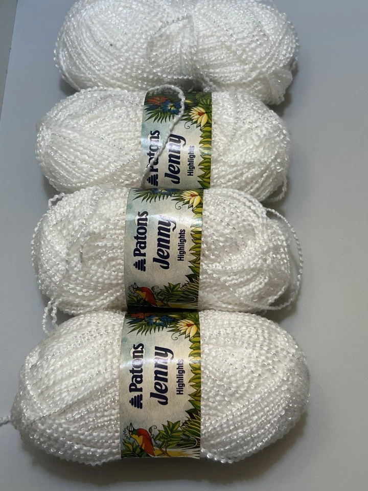 Hilo Patons JENNY LIGHTS BLANCO 6048 mezcla acrílico/nylon 50gr ea. Juego de 8 Foto 3 de 4