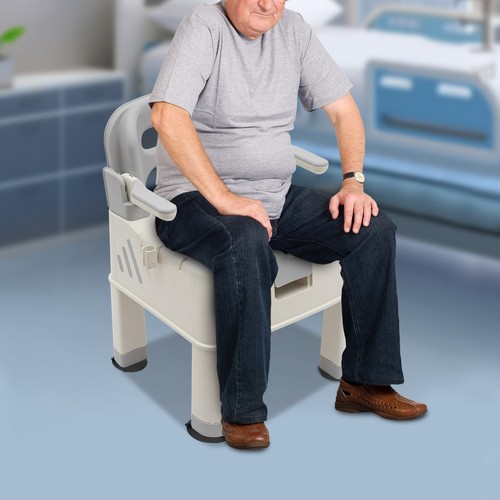 Silla de ducha moderna asiento de seguridad de baño silla de inodoro portátil con cómoda - Imagen 2 de 21