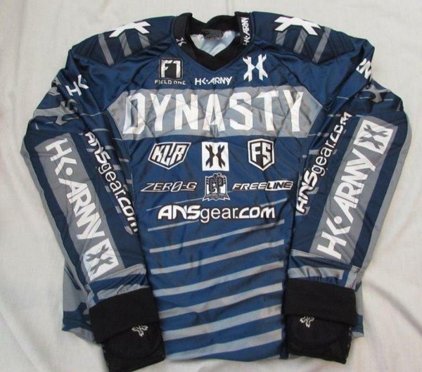 HK ARMY Dynasty Team mens Sm blue paintball jersey shirt MINT