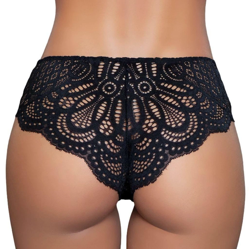 Calcinha de renda pacote com 3 calcinha elástica corte curto acabamento recortado forrada virilha 2098 - Imagem 3 de 4