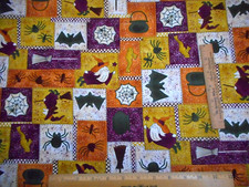 Halloween Fabric By Yard Witch Spider Bat Caldron Spooky Hollow Patch Cotton C