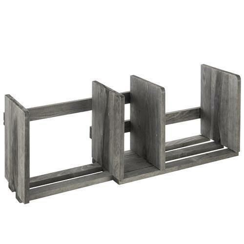 Gray Expandable/ Adjustable Wood Desktop Bookshelf Organizer/ Storage Rack - Picture 6 of 7