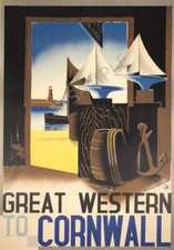 Vintage Railway Poster Cornwall GWR Train Advert Old Cornish Sea ART PRINT A3 A4