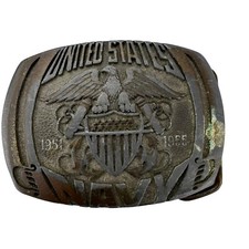 United States Navy Belt Buckle Indiana Metal Craft XR89 Made in USA Vintage 1955