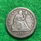 1857 SEATED LIBERTY QUARTER.