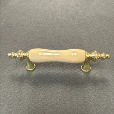 (12 Pack) 3" Flare Foot Pull Brass With Almond Ceramic Insert