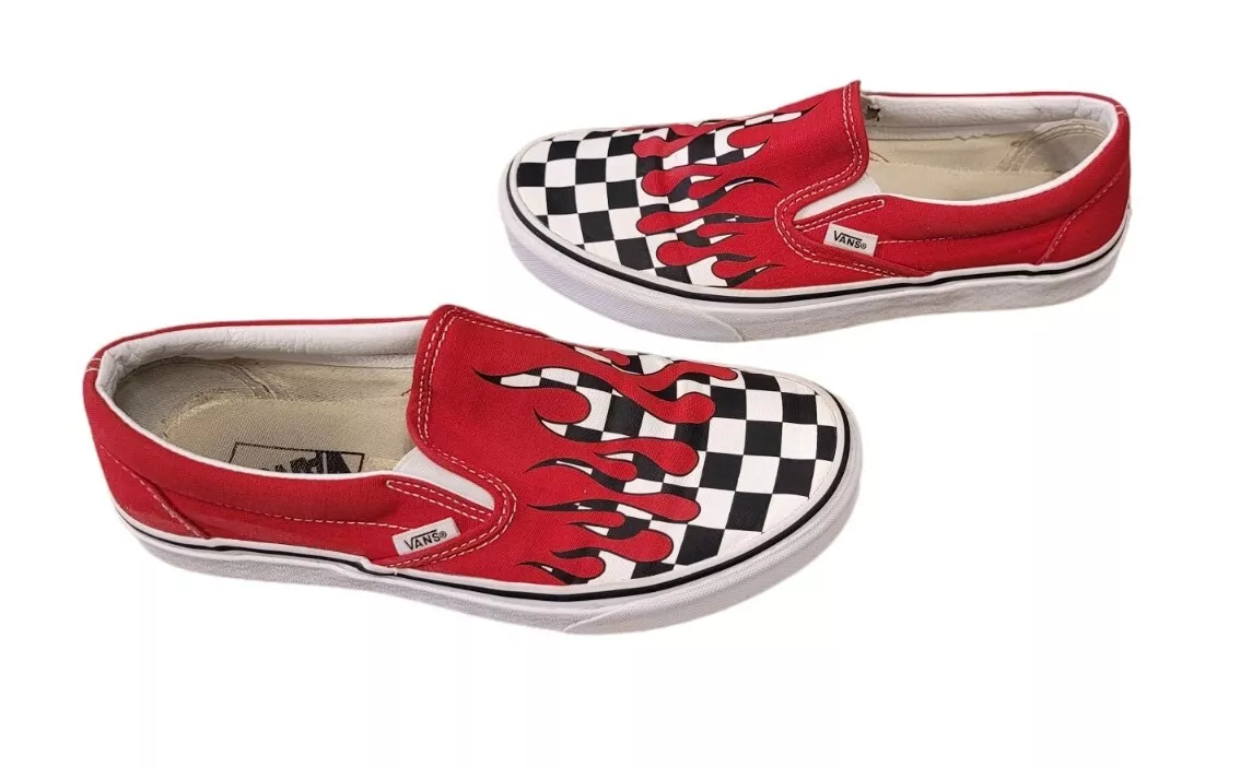 Vans checkerboard hotsell flame red