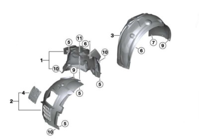 BMW 4 Series F82 M4 F83 M4 (LCI) 15-16 OEM Fender Liner Splash Guard 51718054276