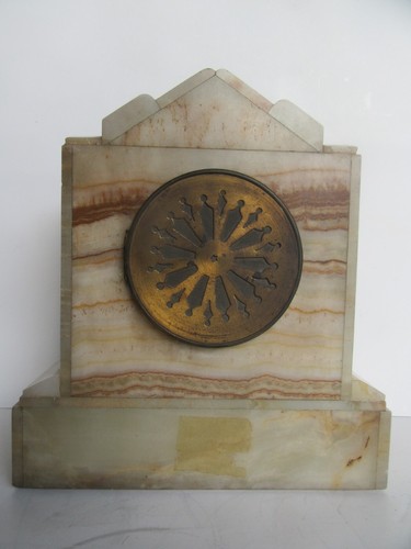 Antique French White Onyx Ormolu Mantle Clock Geo. W. Russell (Parts/Repair) - Picture 19 of 24