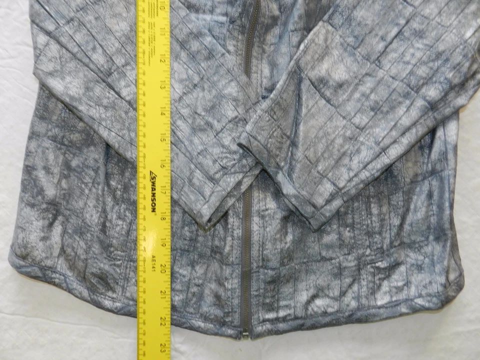 RUBY RD Jacket women's size 10P silver full zip windbreaker style coat (cs23) - Image 3 of 4