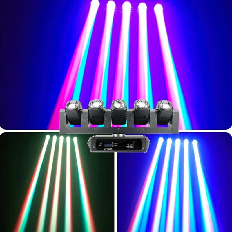 5 Heads Led Moving Lights Beam Strobe Disco DJ Club Stage Lighting 2 IN 1 5*40W - Image 2 of 4