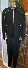 80s 90s Jumpsuit Romper Saint Germain Black Polyester 2X Sportswear Active