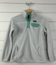 Girl's PATAGONIA Re Tool Fleece Jacket L 12 Snap T Gray Teal Polartec