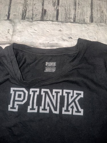 VS PINK Outfit Extra Small XS Victoria’s Secret Tee Leggings T-Shirt Black Logo - Picture 18 of 24