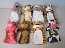 Melissa Doug Animal Puppets Lot of 8 Plush Stuffed Animal 9" Cow Horse Pig