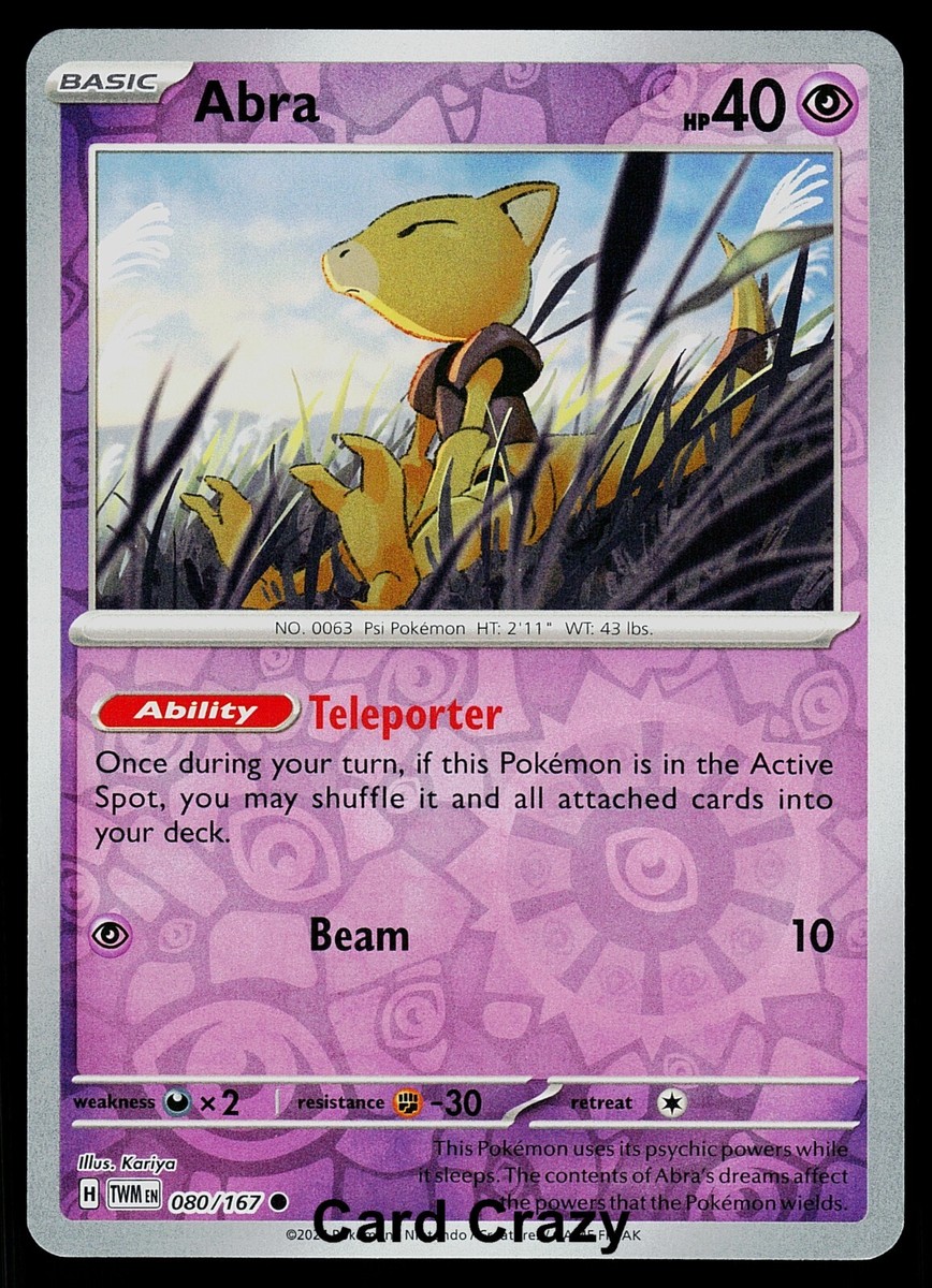 A.K.comポケモンカード Abra 080/167 - Twilight Masquerade - Reverse Holo Pokemon Card