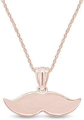 Hipster Beard Mustache Pendant Necklace in Sterling Silver 925