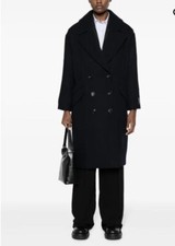Each X Other Tailored Double Breasted Wool Blend Coat Dark Navy Rrp £951 Bnwt