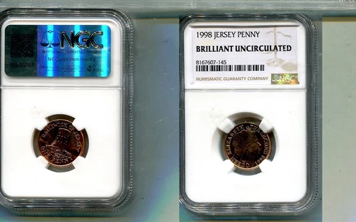 1998 JERSEY ONE PENNY QUEEN NGC BRLLIANT UNCIRCULATED 9293S