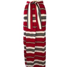 Womens Maxi Skirt Vintage Handmade Red Blue Knit Matching Sash Back Zipper