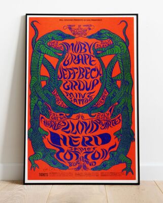 Jeff Beck Group Moby Grape 1968 Tour Poster - Live Up To 36''