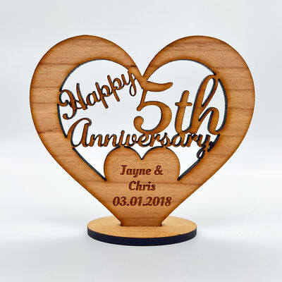 Personalised Wedding Card Oak Veneer, Wooden 5th Anniversary Keepsake