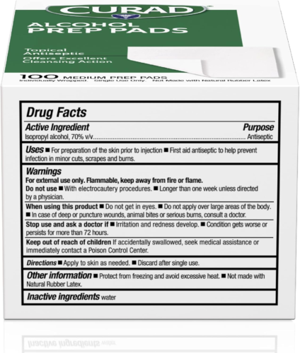 Curad Alcohol Prep Pads Swabs Wipes - 4Box 400 Counts Isopropyl Wipes Thick Pad. - Picture 3 of 7
