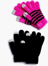 Girls 4-16 2-pack Chelinne Tech Touch Gloves - Black/Pink Combo  