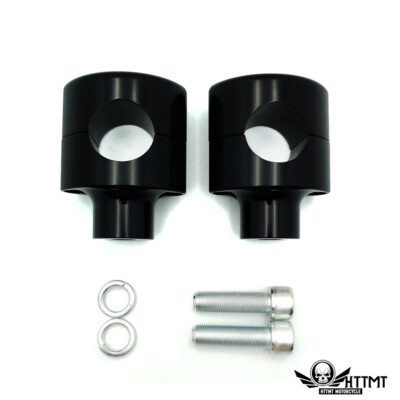 Black 2'' Tall 1.25'' Mount Handlebar Risers for Harley Bobber Chopper Paughco 