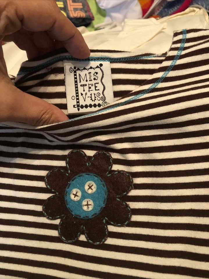 10 12 Vestido Marrón Azul Blanco Rayas Lunares MIS TEE V US Mangas Largas Niñas Foto 2 de 4