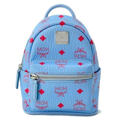 MCM Visetos Mini Backpack Leather Blue/Red