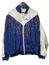 Vintage 80s PUMA Track Jacket Size Large Blue Full Zip Retro Color block