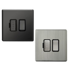 13A Switched Fuse Spur Connection Unit Screwless Flat Plate Nickel or Chrome