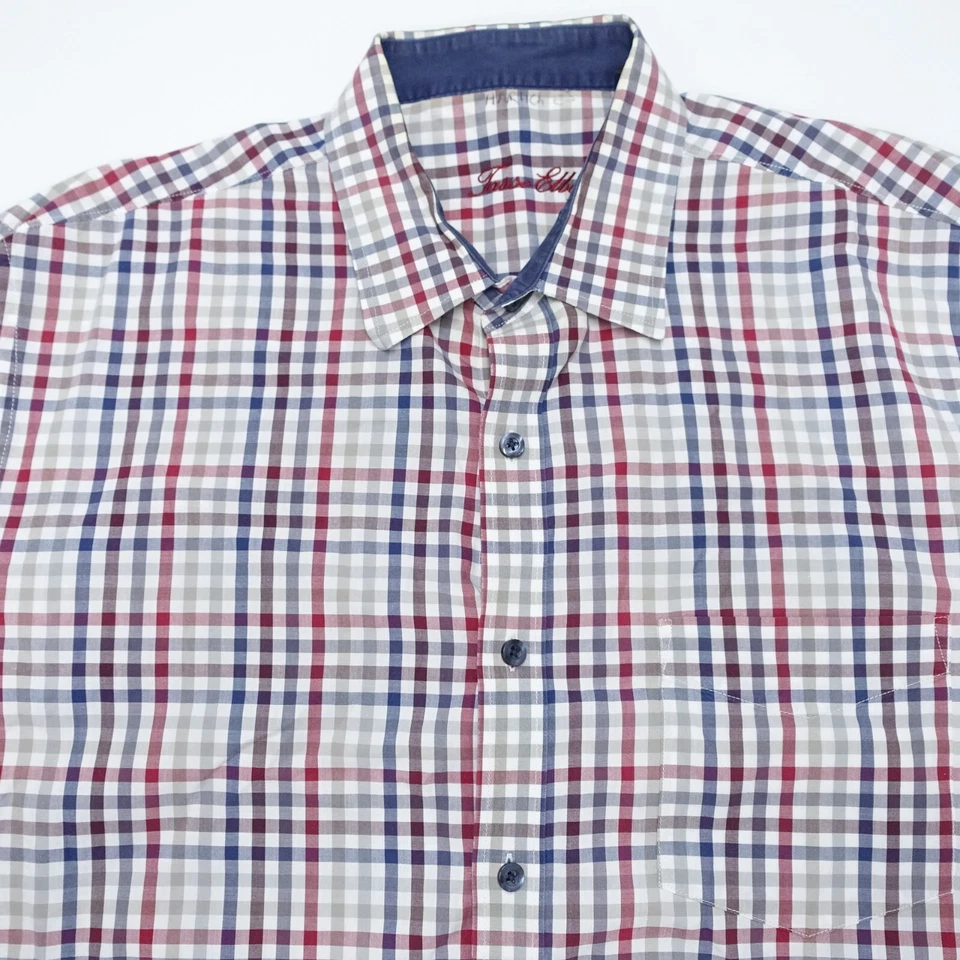 Tasso Elba Dress Shirt Men's XL (17-17.5) Plaid 100% Cotton Fit Formal Classic - Image 2 of 4