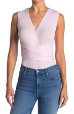 Bcbgeneration Surprise Neck Gathered Waist Bodysuit Knit Pink XS