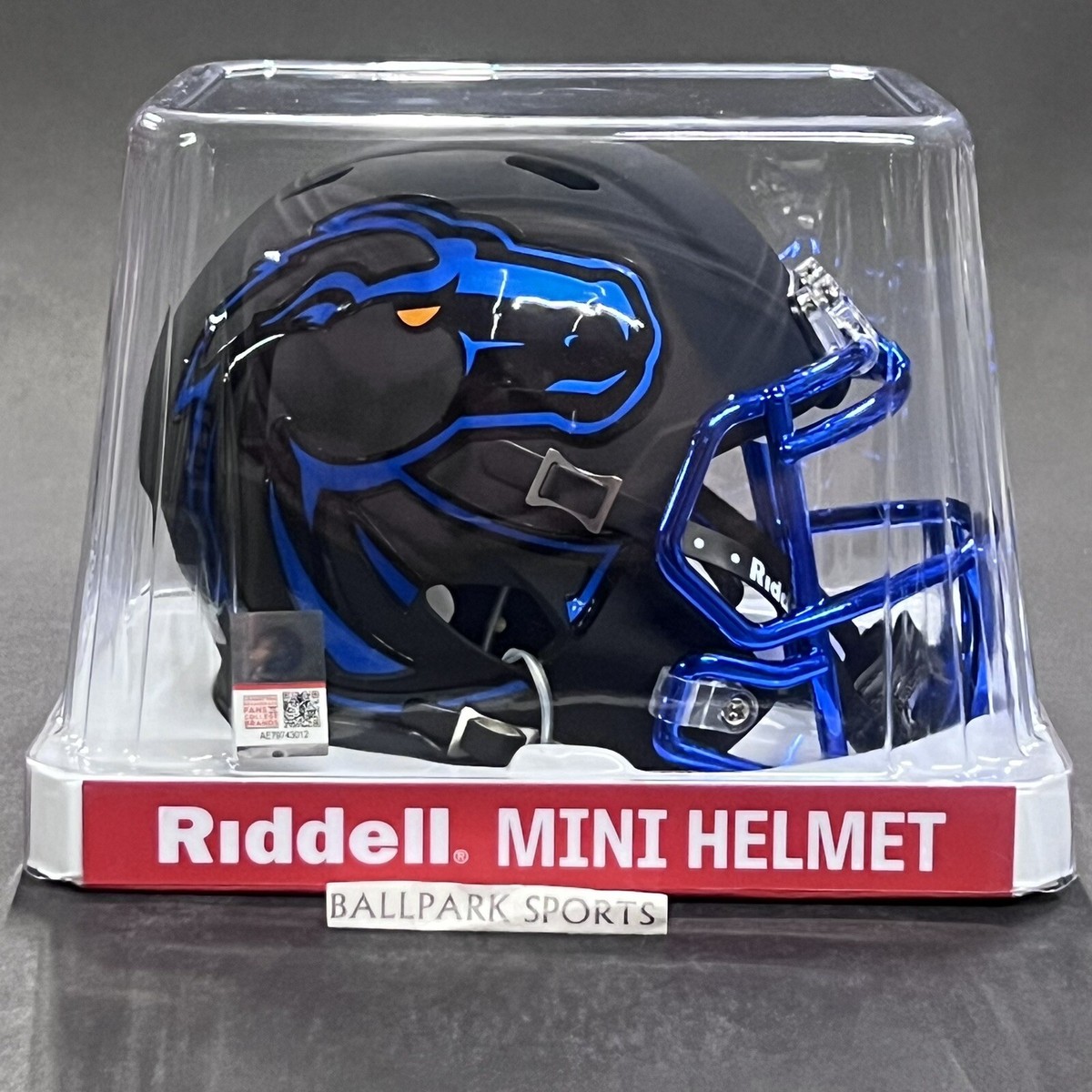 boise state youth football helmet Boise State Broncos Speed Mini Helmet Riddell NCAA Matte Black 2024 Chrome  Mask