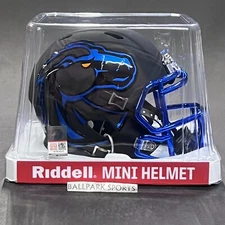 Boise State Broncos Speed Mini Helmet Riddell NCAA Matte Black 2024 Chrome Mask
