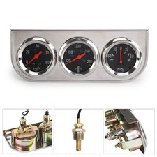2 52mm 3-in-1 Auto Car Triple Gauge Set Kit Water Temp Oil Pressure Volt Meter