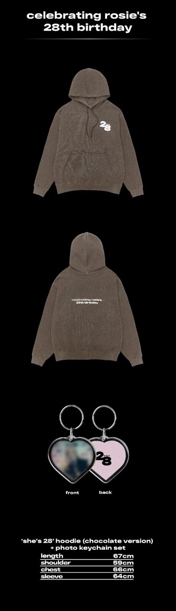 ROSÉ ROSE BLACKPINK OFFICIAL GOODS she's 28 hoodie chocolate