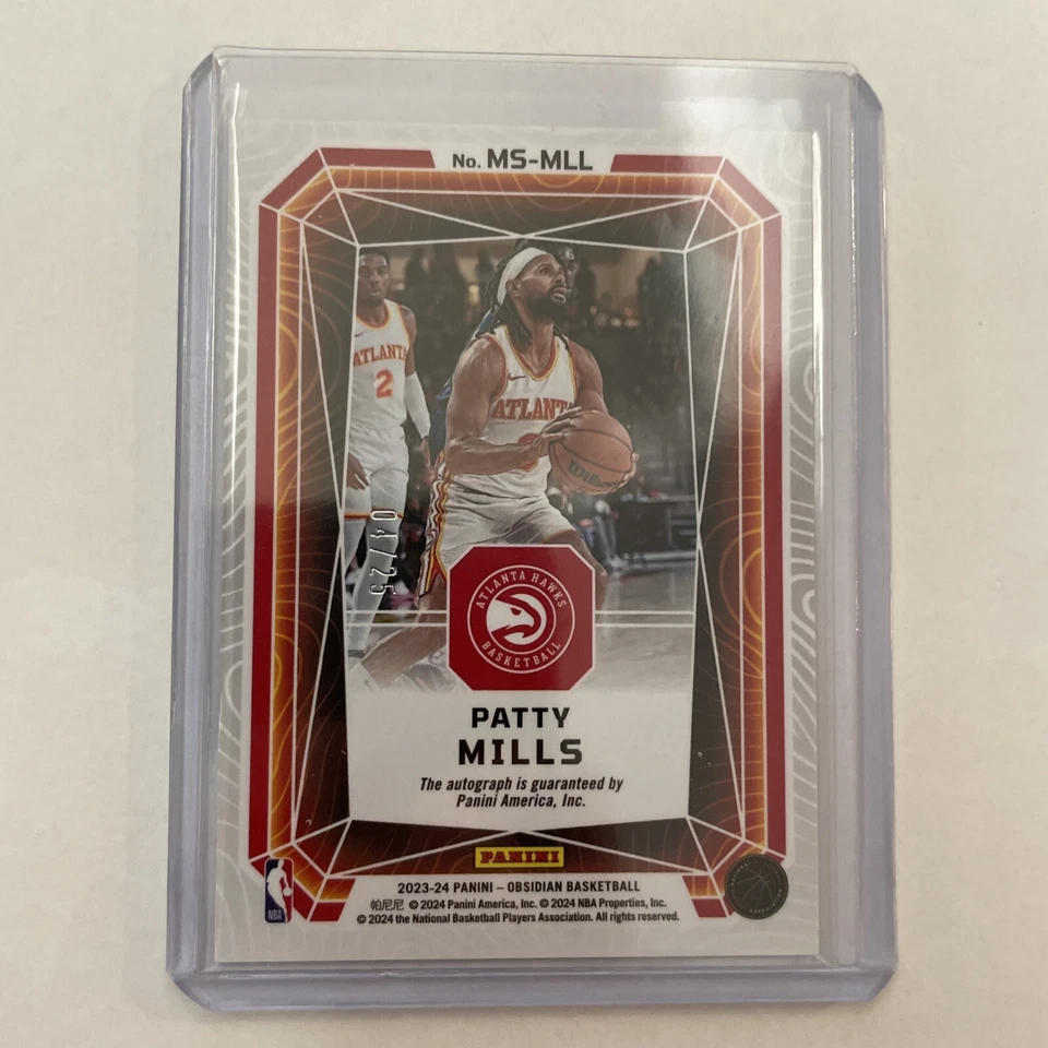 2023-24 Panini Obsidian Patty Mills Magmatic Green Electric Etch Auto 4/25 - Image 2 of 2