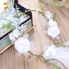 White Garland Veil Green Branch Exquisite Elegance Manual Satin Garland For