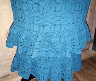 Maggy London Teal Blue Lace Tiered 3/4 Bell Sleeve Size 2 Dress *23 | eBay