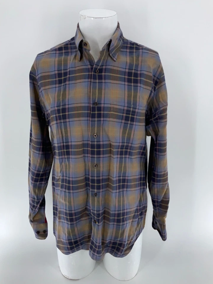 Camisa Robert Talbott Carmel Botón Para Hombre’s M Tostado Cuadros Rojo Puño Algodón YGI Y3-128 Foto 2 de 4