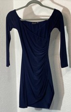 Pretty Little Thing Size 6 Dress Navy Blue Ruched Party 