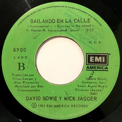 DAVID BOWIE MICK JAGGER Dancing In The Street  7" Vinyl PROMO Single 1985 MEXICO